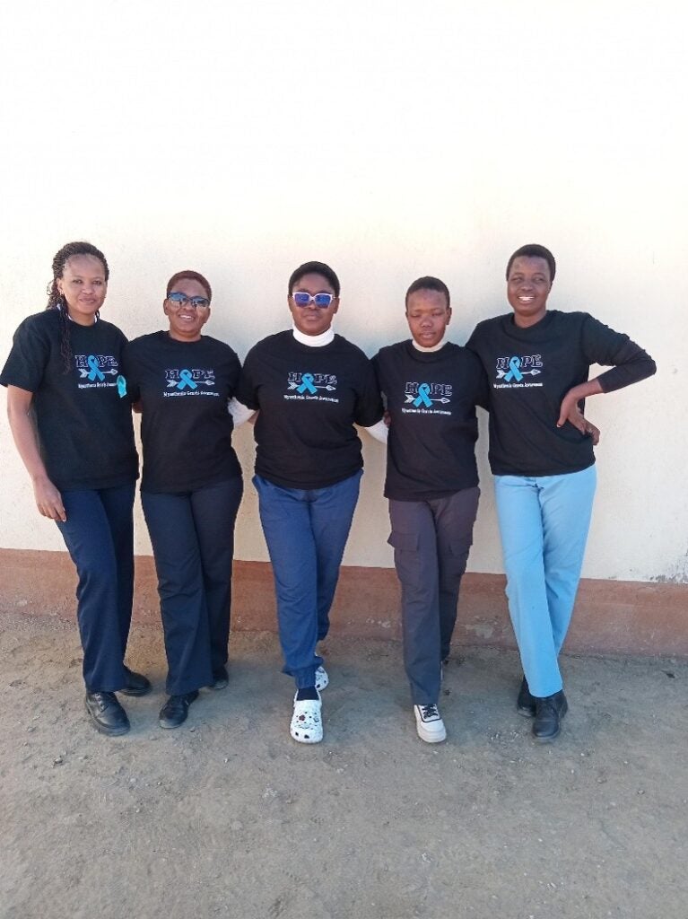 Sethunya and friends in MG awareness t-shirts