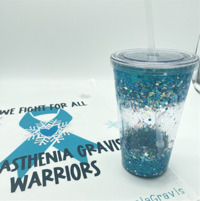 sparkly teal cup and teal poster